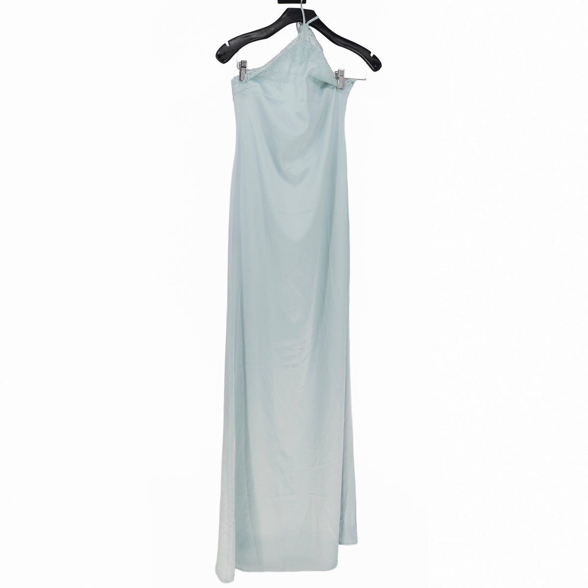 NEW Peppermayo Samaria Satin Lace Trim Halterneck Maxi Slip Dress Aqua Blue 2