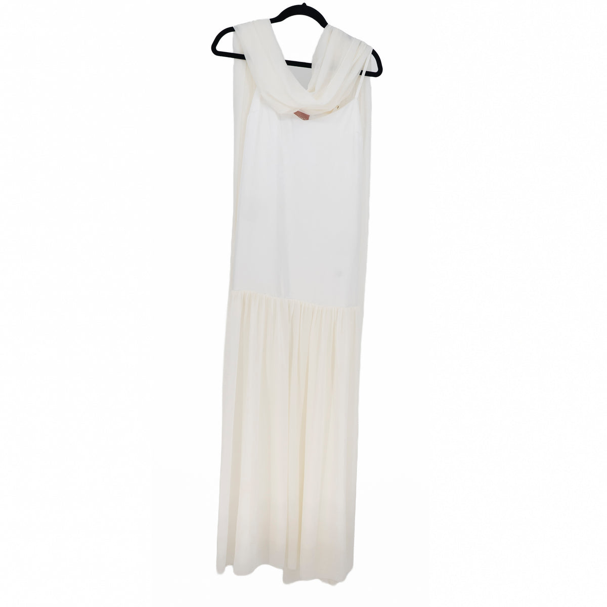 Show Me Your Mumu Dahlia Satin Chiffon Drop Waist Maxi Dress Ivory XS
