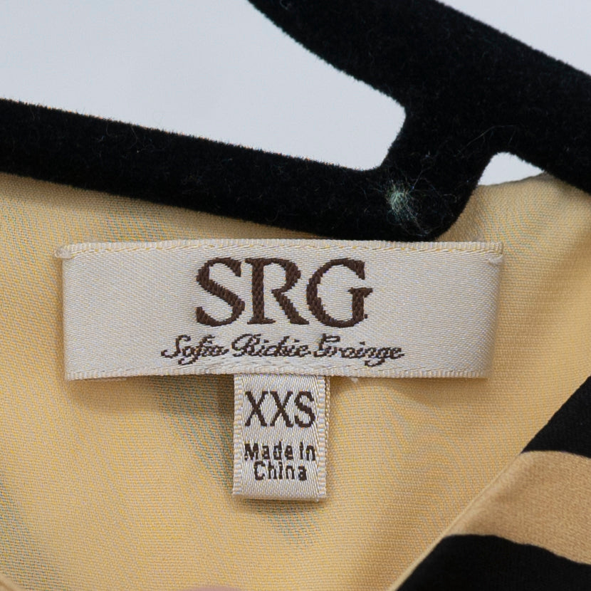 Sofia Richie Grainge SRG Everlee Silk Tiger Print Asymmetrical Top Blouse XXS