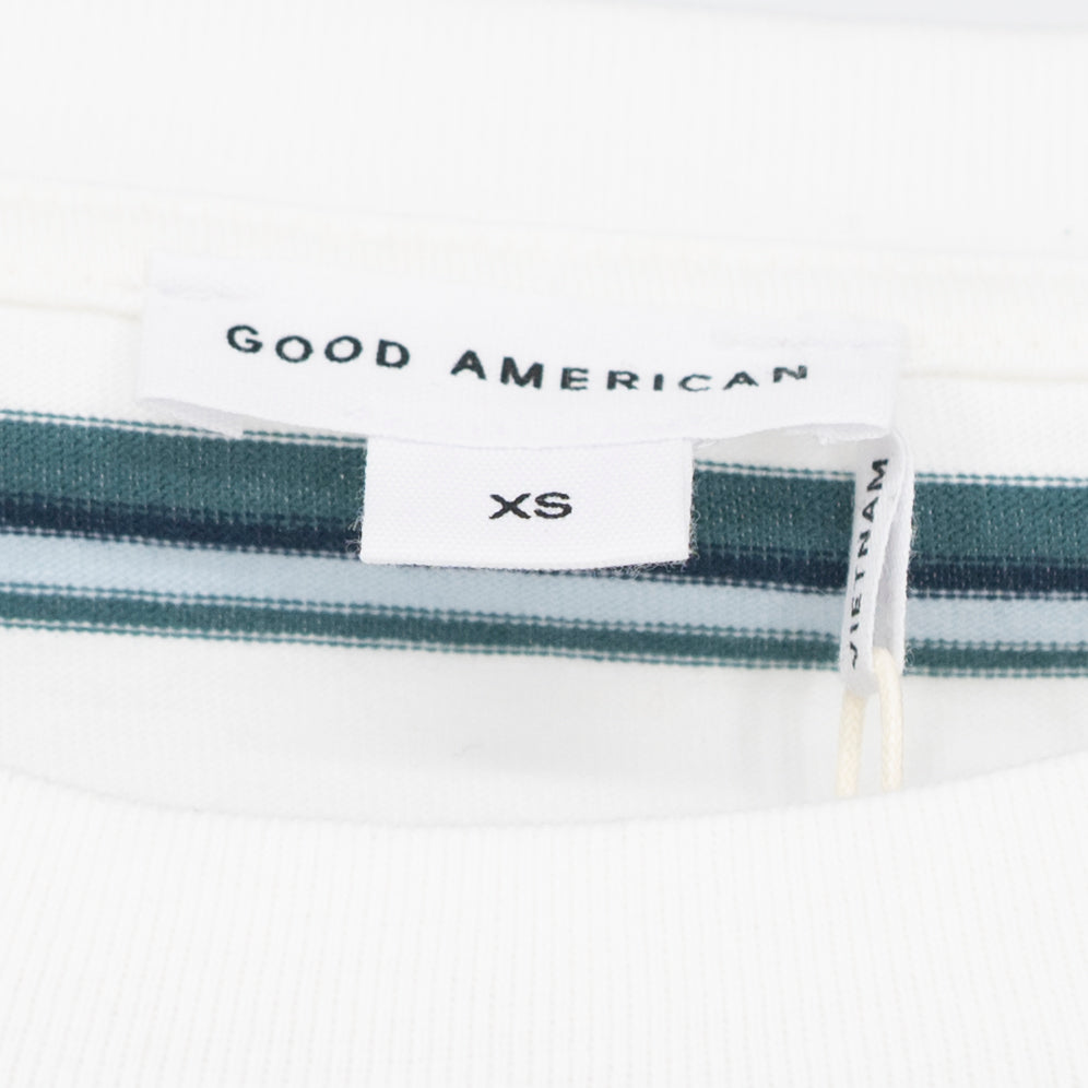 NEW Good American The Oversized Cotton Crew Neck Short Sleeve Striped Tee Shirt