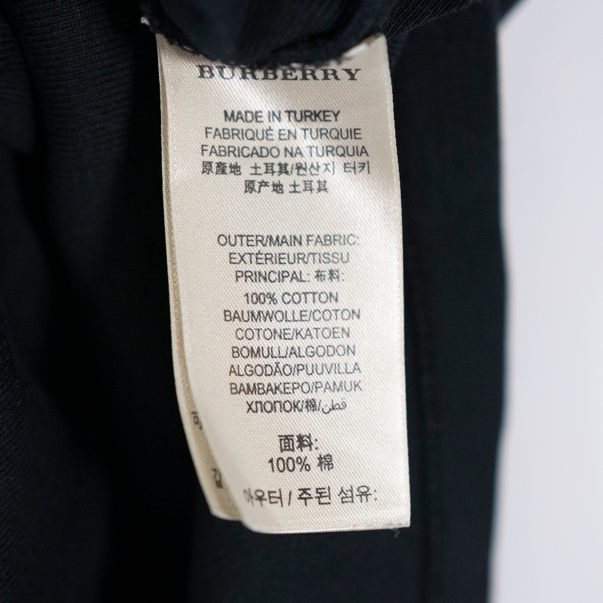 Burberry Brit Women's Cotton Quarter Length Sleeve Scoop Neck Tee Shirt Black L