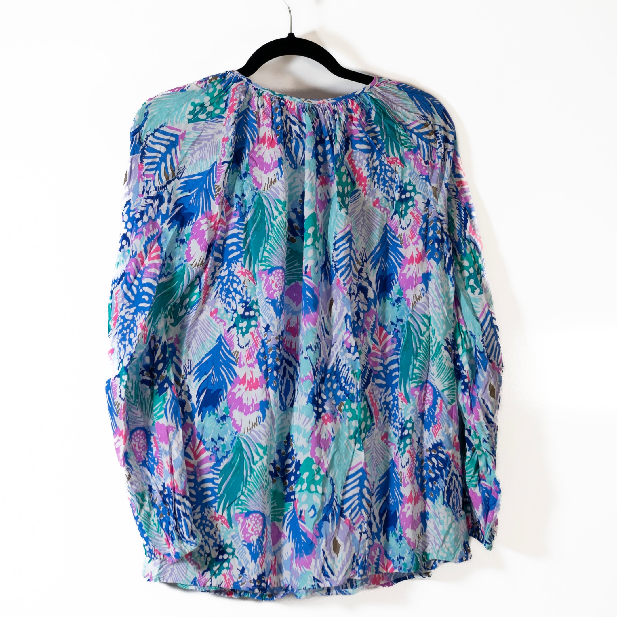 Lilly Pulitzer Willa Quill Out Poet V Neck Long Sleeve Pullover Blouse Shirt Top