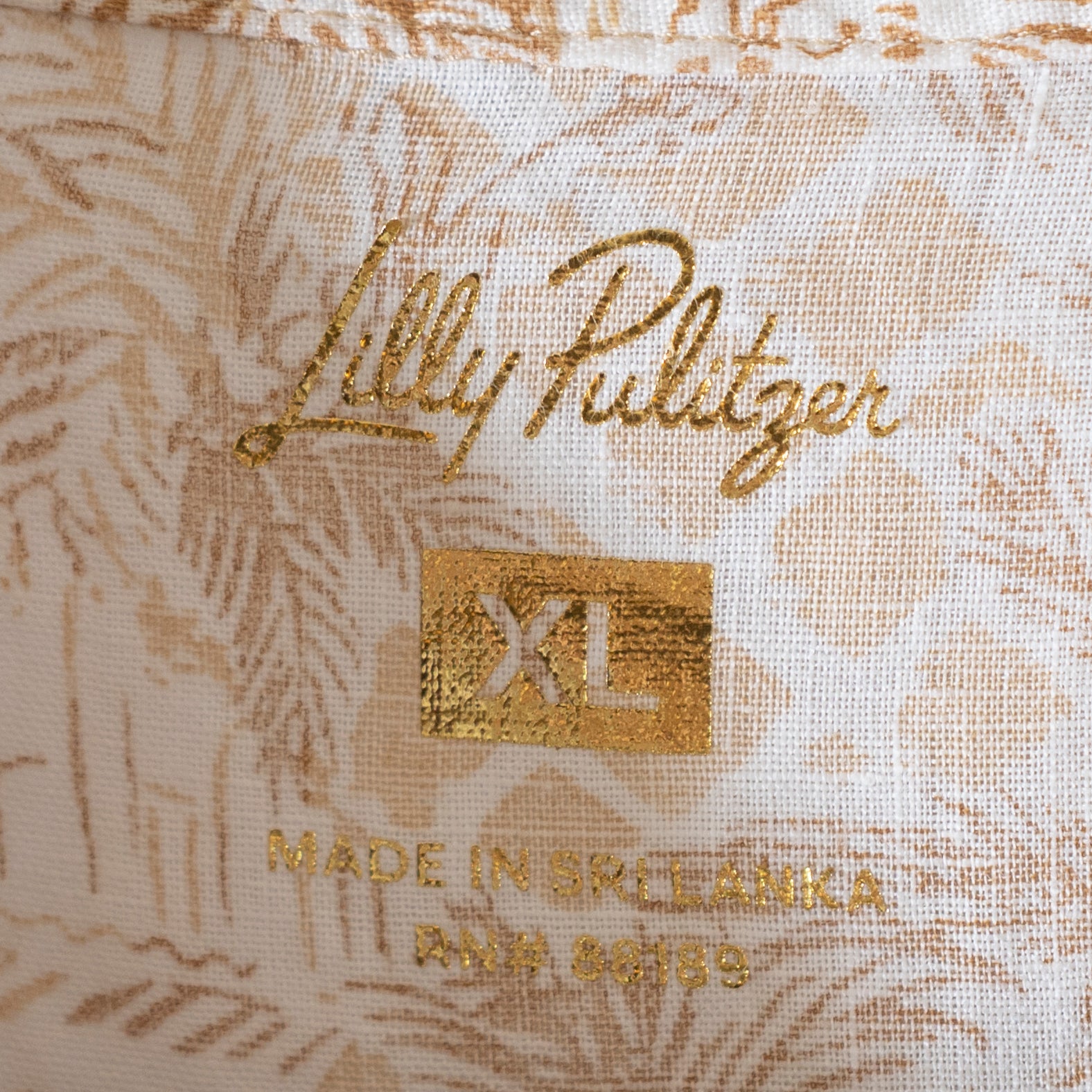 Lilly Pulitzer Stevey Linen Relaxed Button Down Sand Bar Palm Beach Paradise XL