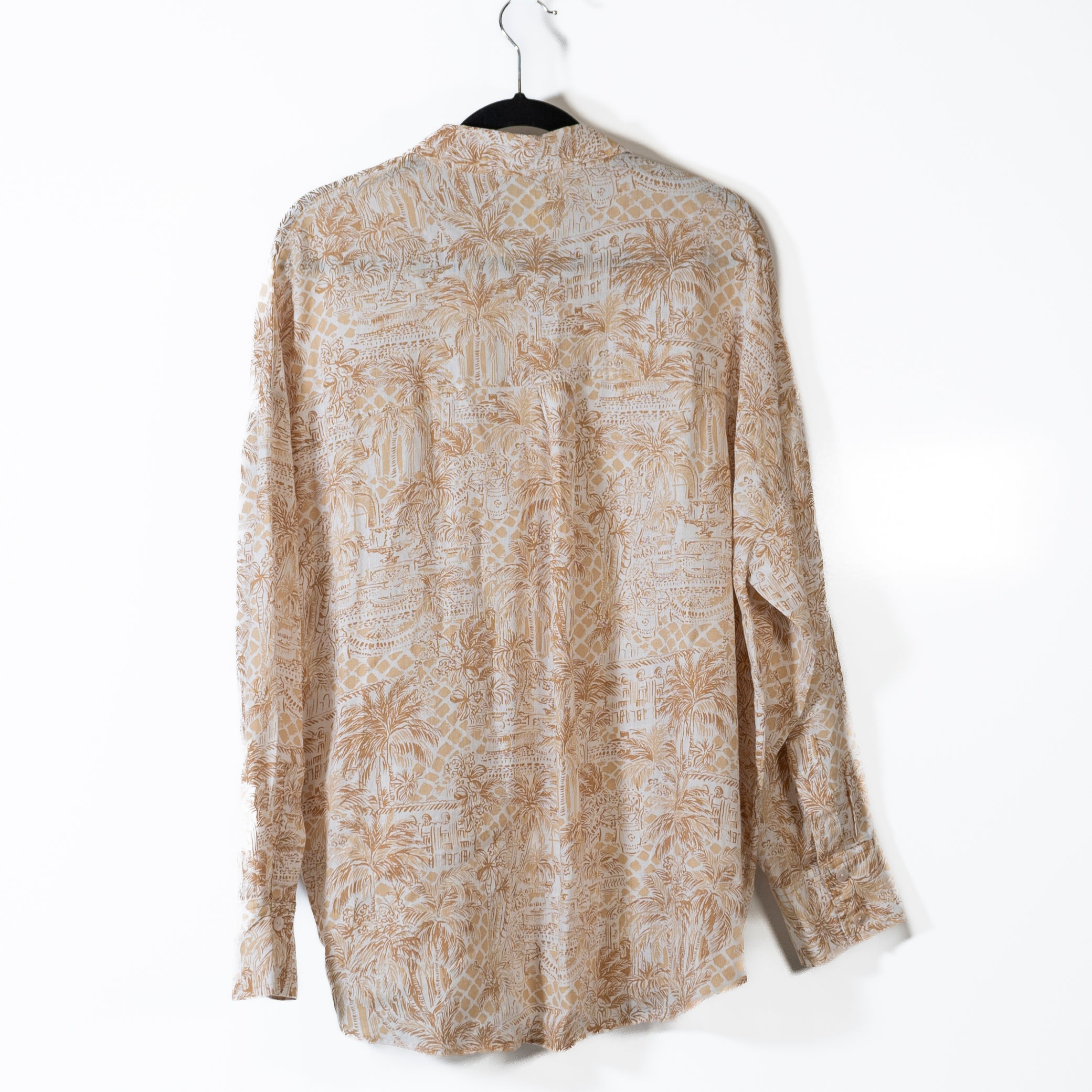 Lilly Pulitzer Stevey Linen Relaxed Button Down Sand Bar Palm Beach Paradise XL