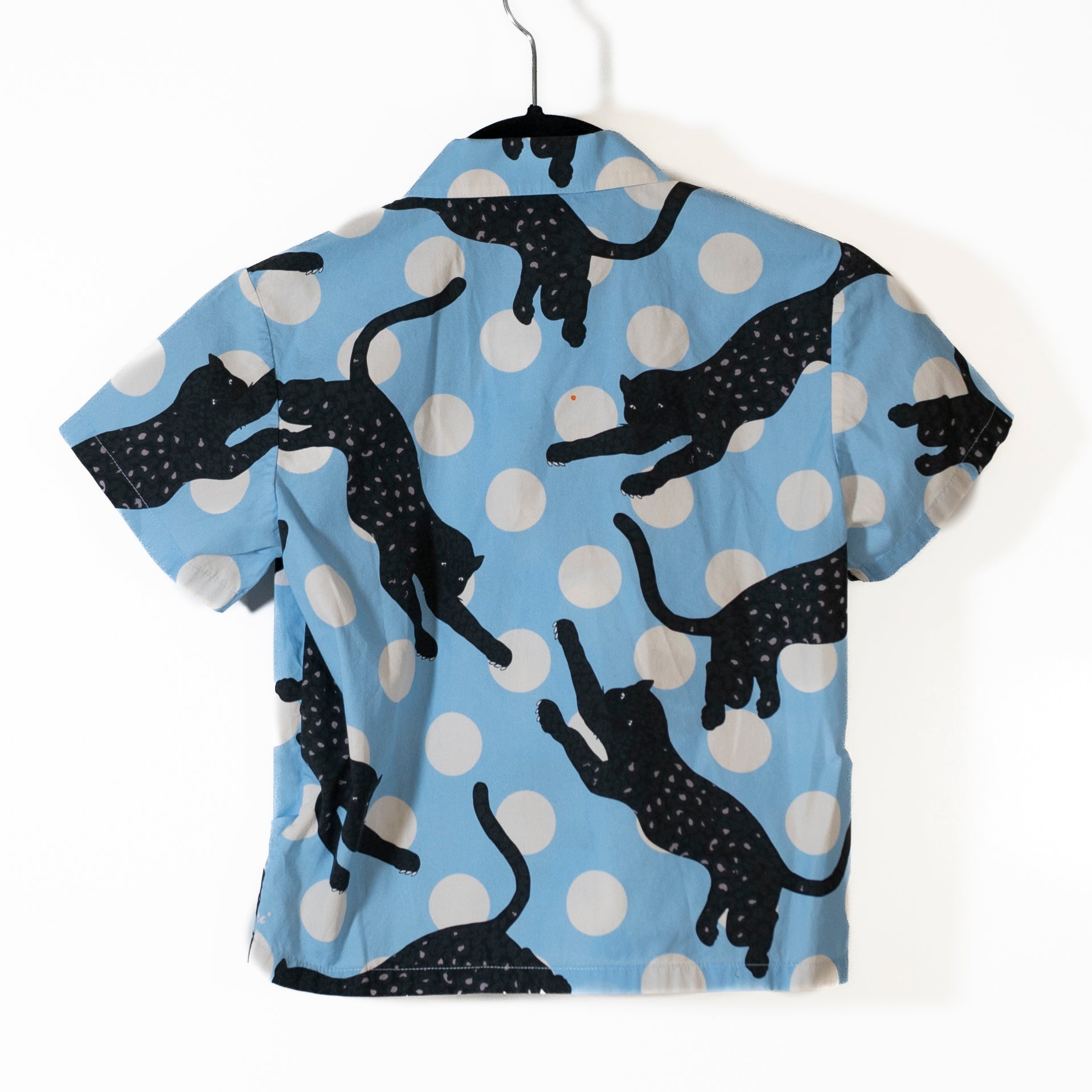 Amiri Kid's Boy's Cotton Poplin Collared Button Down Shirt Panther Print Pattern