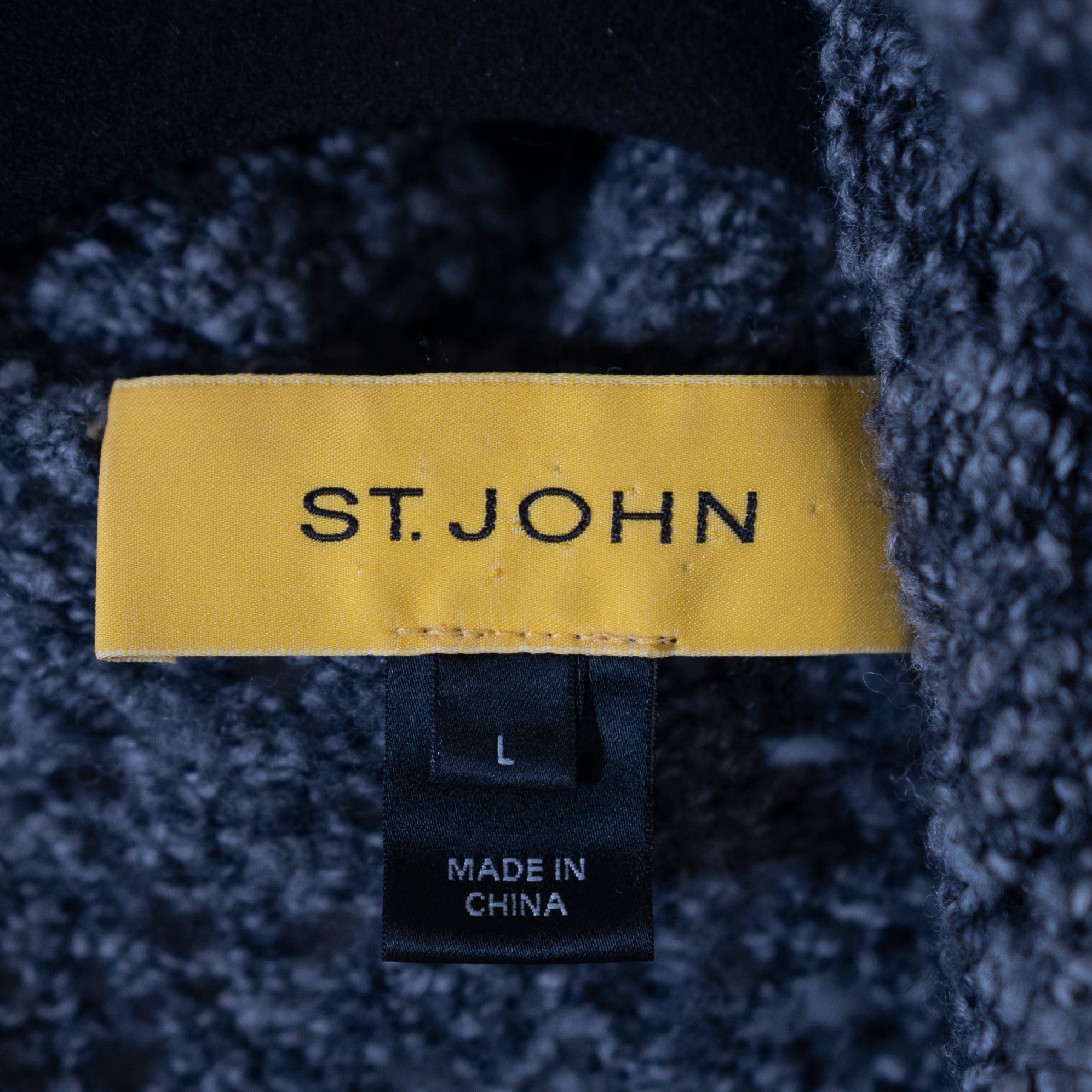 St. John Wool Cashmere Blend Knit Stretch Waterfall Cardigan Sweater Gray Large