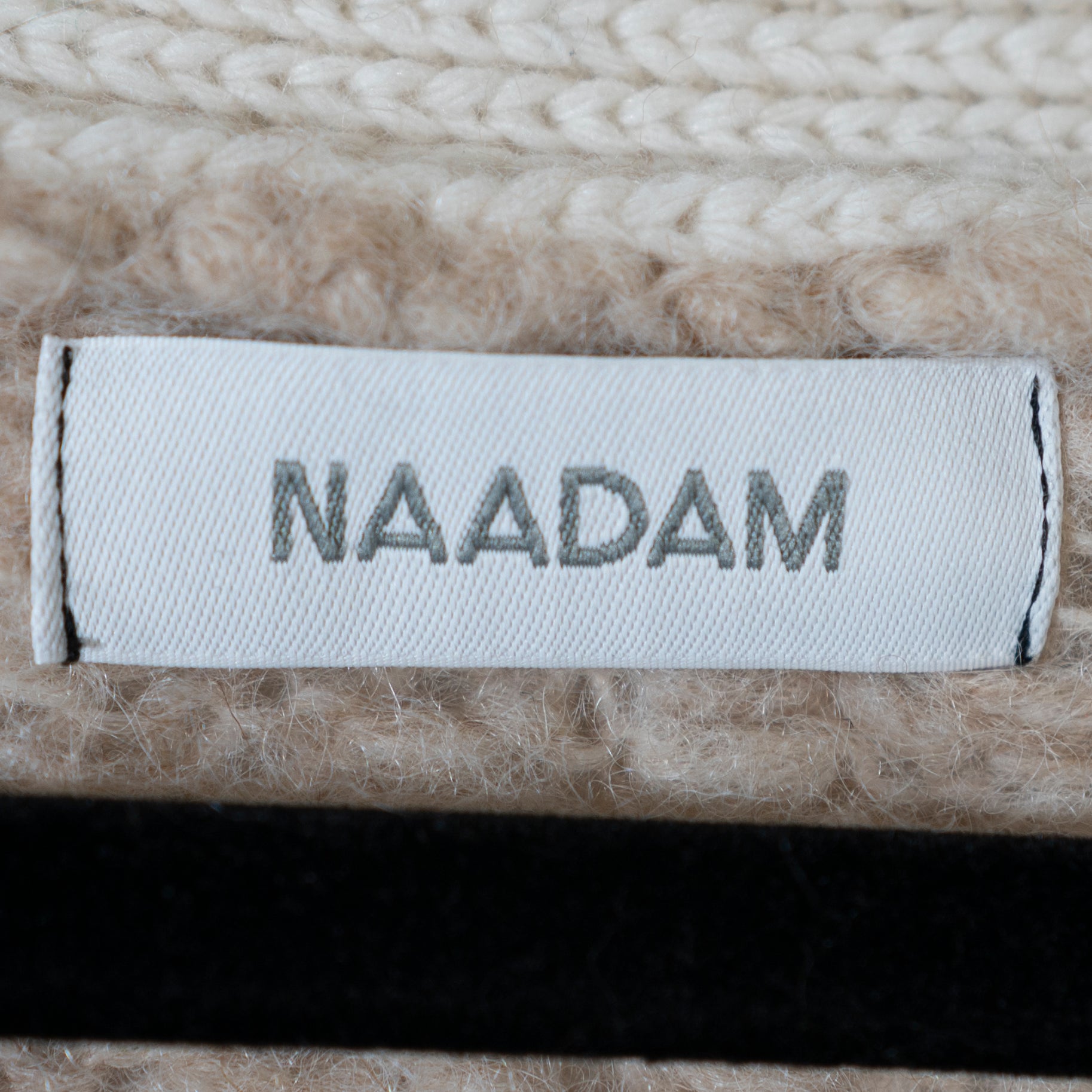 Naadam Wool Alpaca Fuzzy Knit Stretch Button Front Cardigan Sweater Beige Tan L