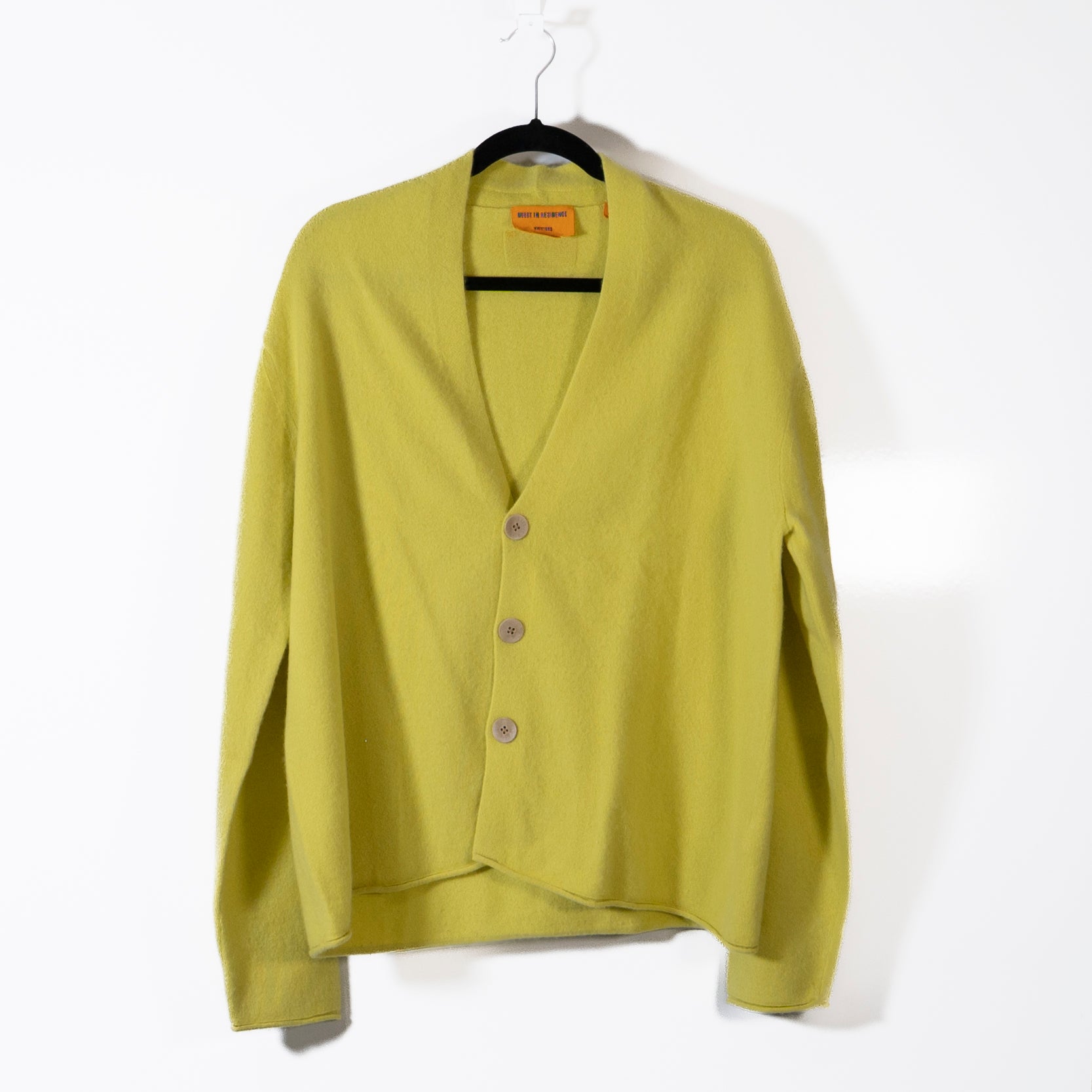 Guest In Residence Everywhere 100% Cashmere Knit Stretch Cardigan Sweater Lemon