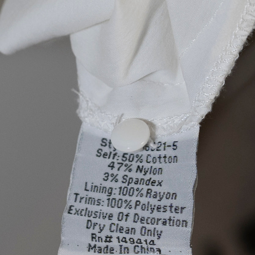 Johnny Was Cotton Blend Embroidered V Neck Collar Tiered Maxi Dress White Large