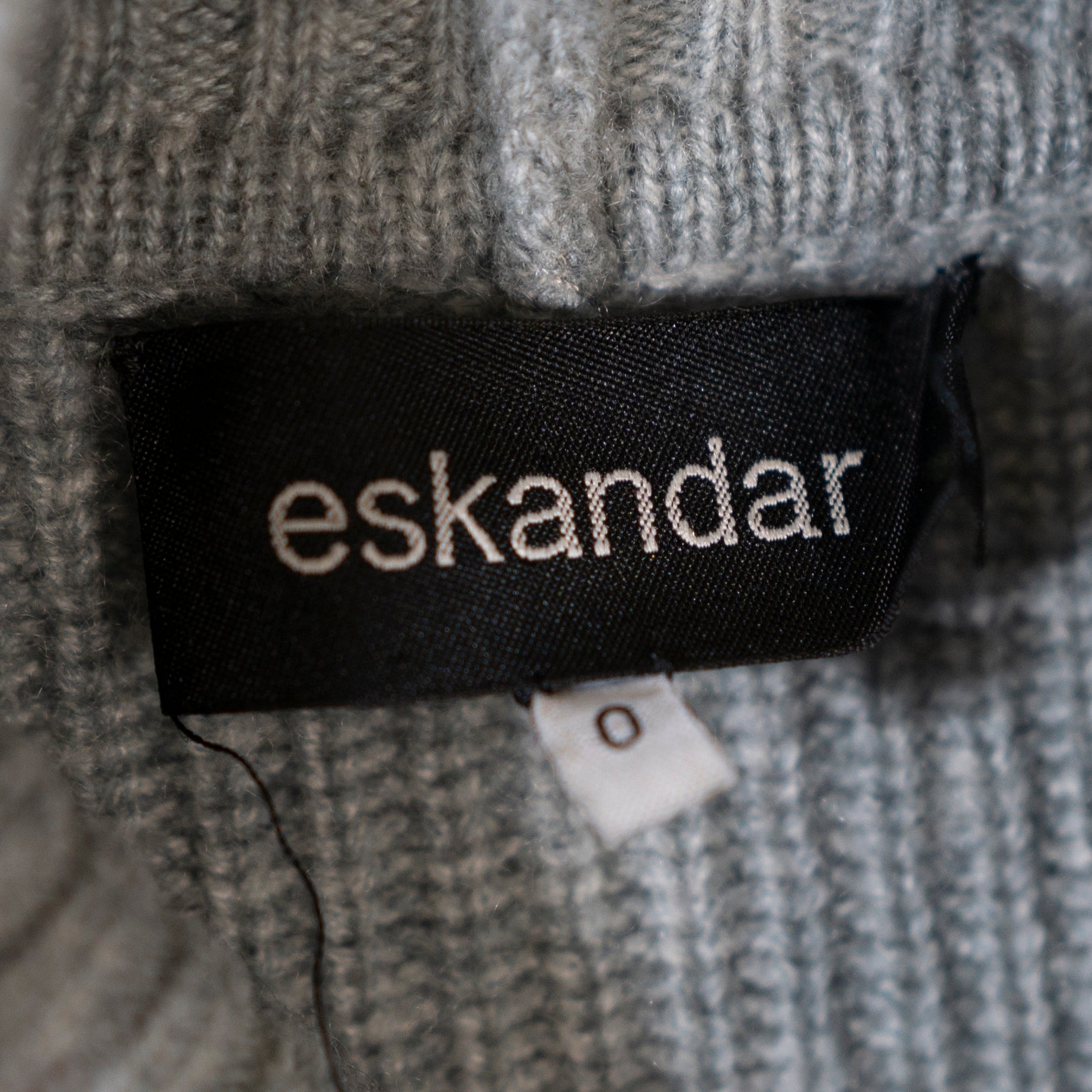 Eskandar 100% Cashmere Knit Stretch Turtleneck Boxy Fit Sweater Blue Gray Large