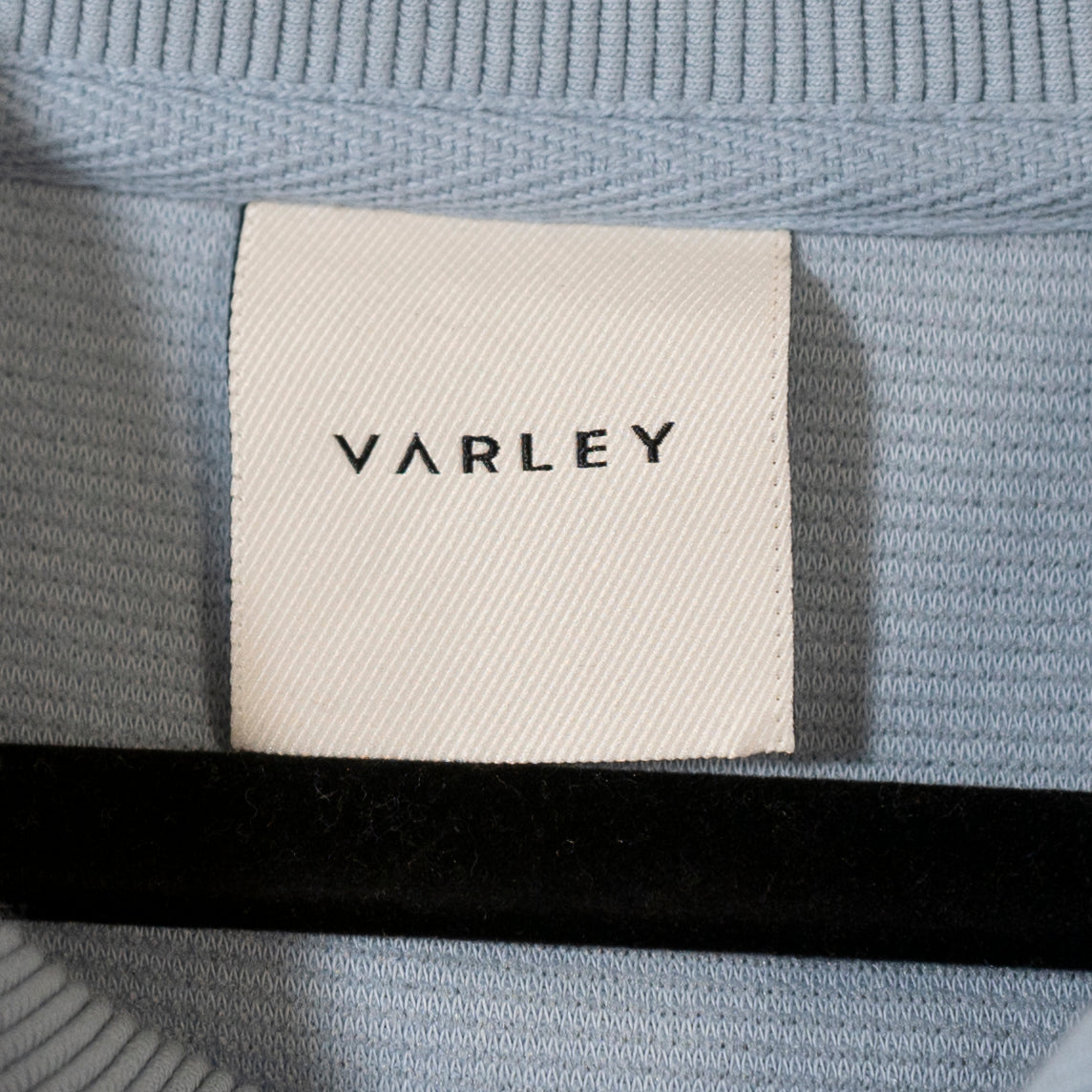 Varley Vine Half Zip Spread Collar Pullover Sweater Ottoman Ribbed Texture Blue
