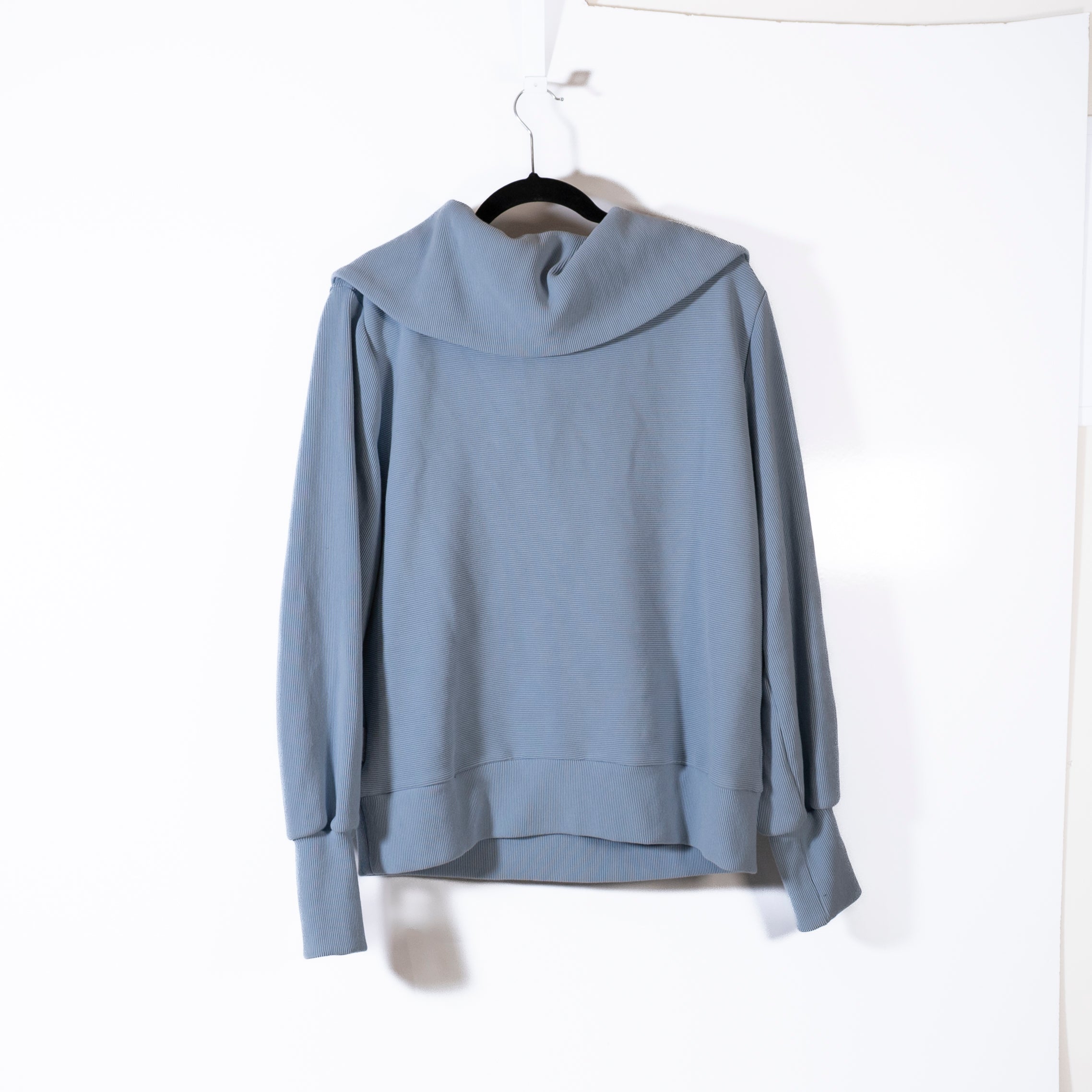 Varley Vine Half Zip Spread Collar Pullover Sweater Ottoman Ribbed Texture Blue
