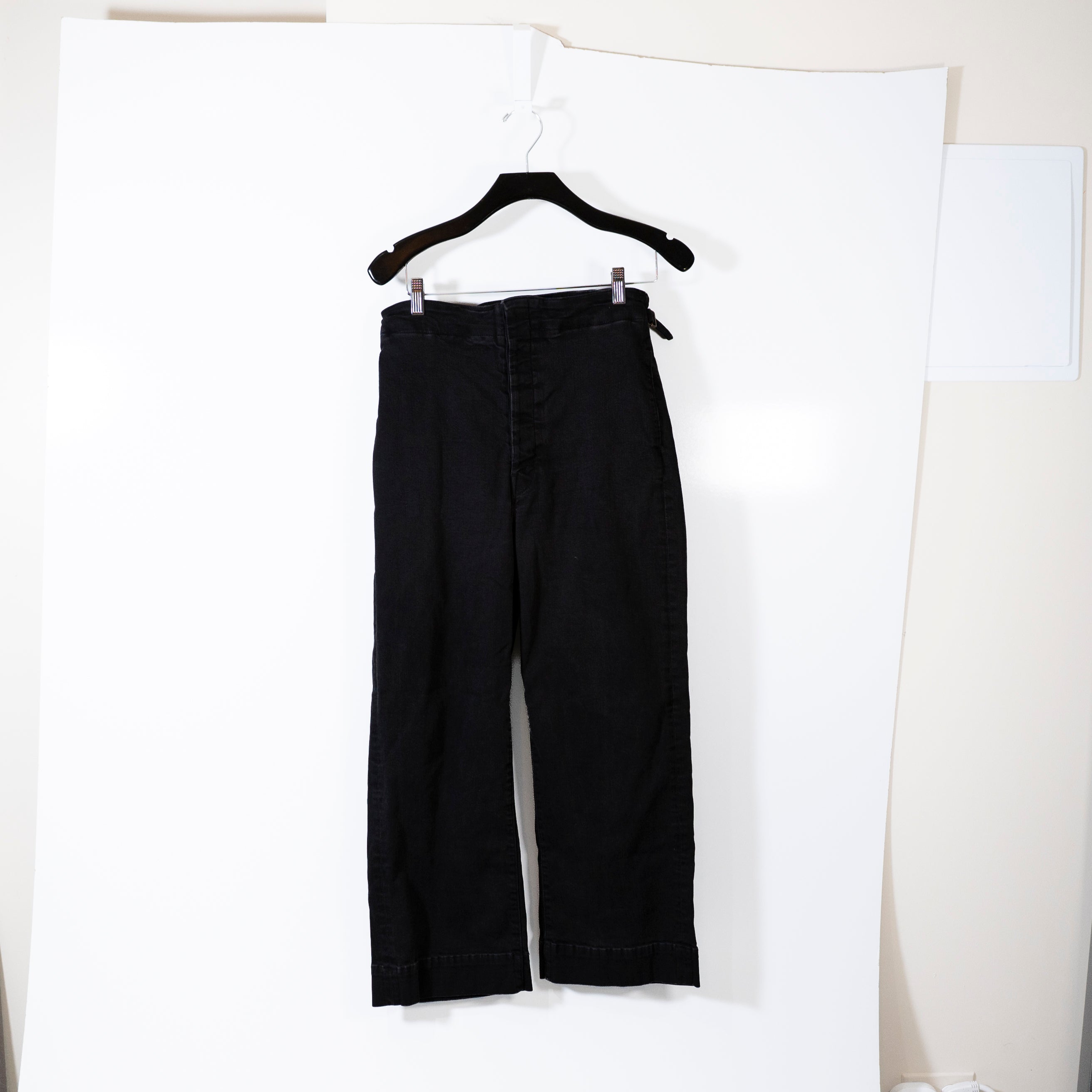 Mother Denim Women's The Cinch Greaser Straight Leg Ankle Crop Jeans Pants Black