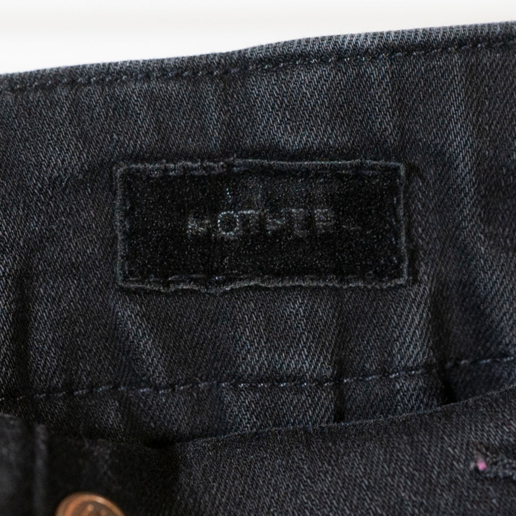 Mother Denim Women's The Cinch Greaser Straight Leg Ankle Crop Jeans Pants Black