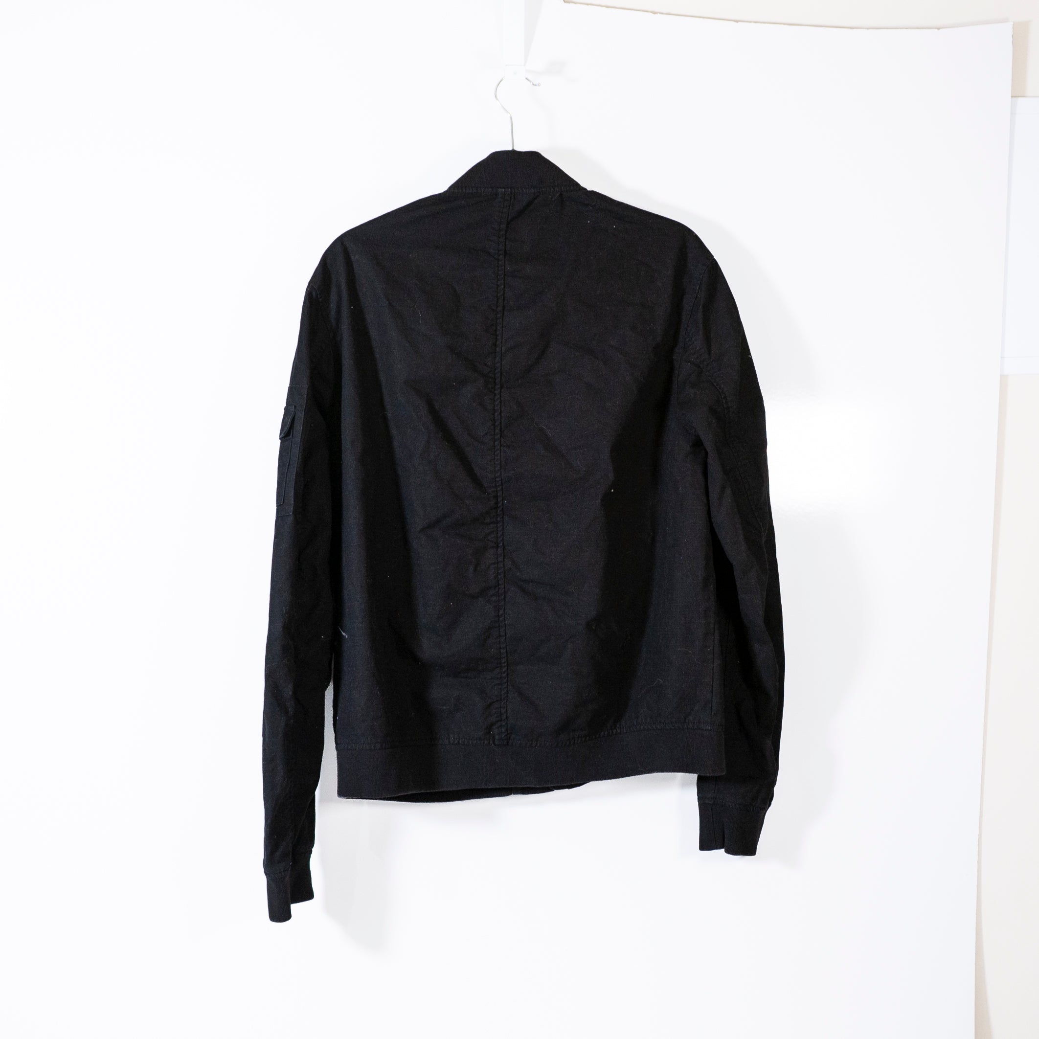 Alo Yoga Women's Division Ripstop Bomber Full Zip Collarless Jacket Black Small