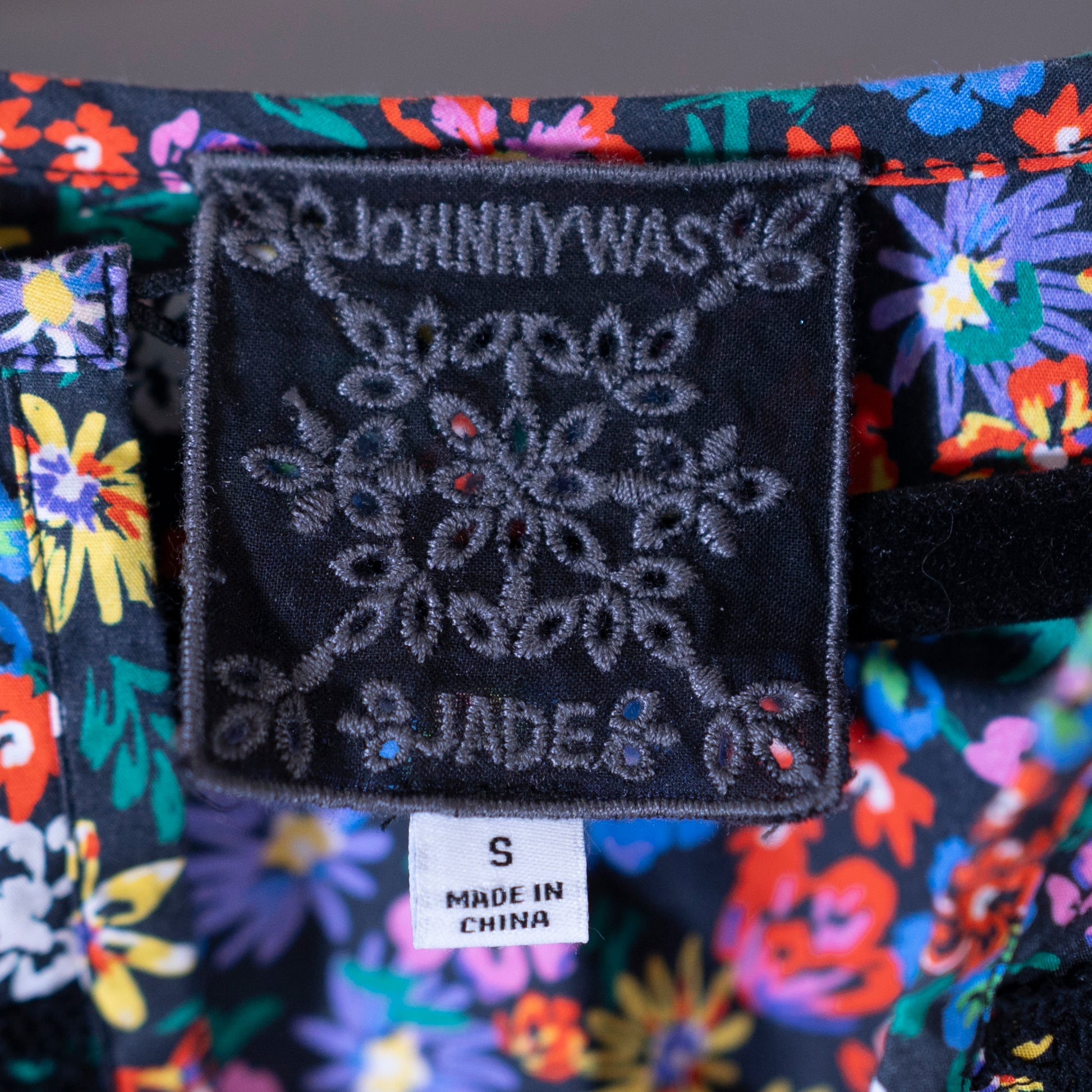 Johnny Was Risa Cotton Poplin Quarter Sleeve Multi Floral Flower Print Blouse S