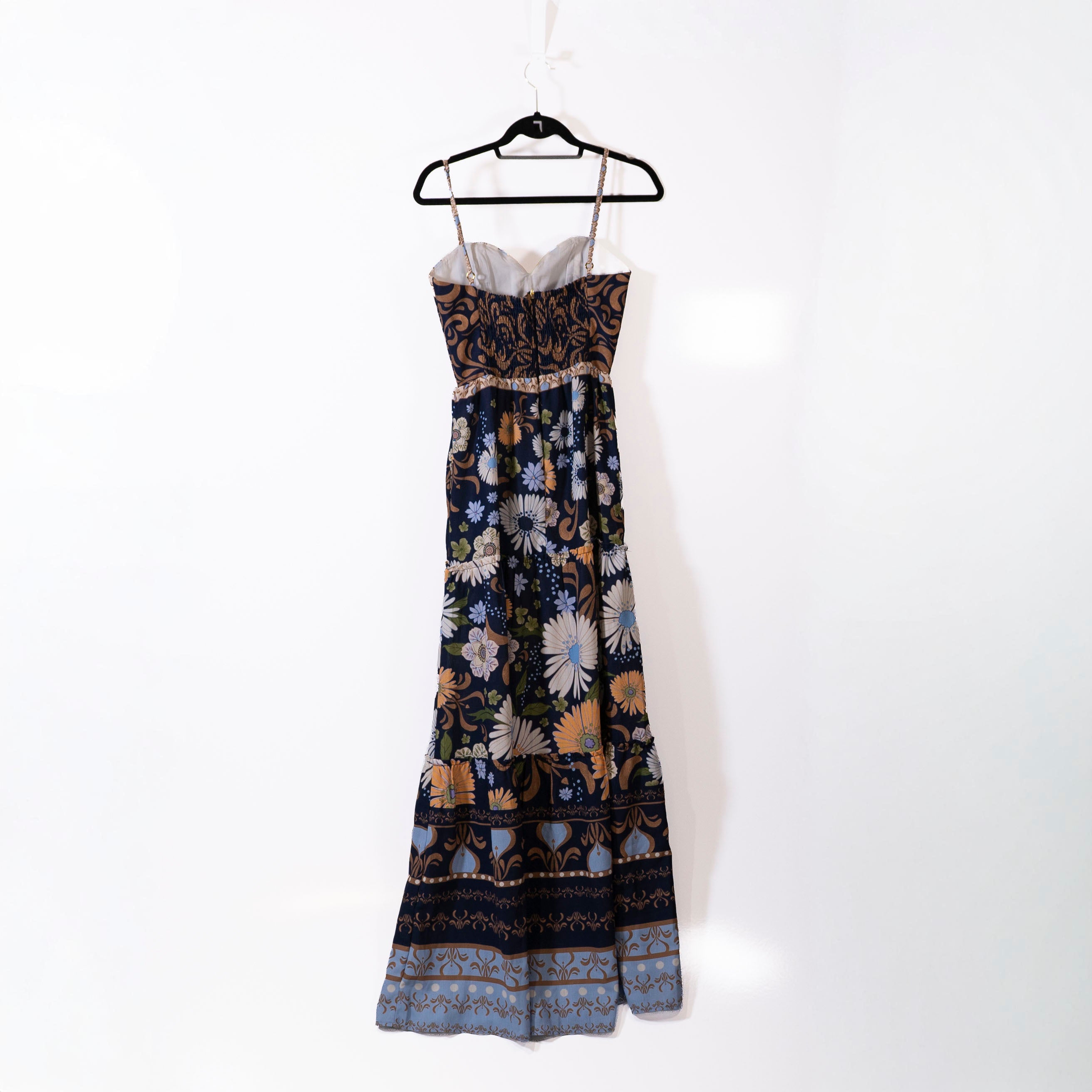 NEW Agua Bendita Suzie Multi Floral Flower Print Pattern Long Maxi Dress XS