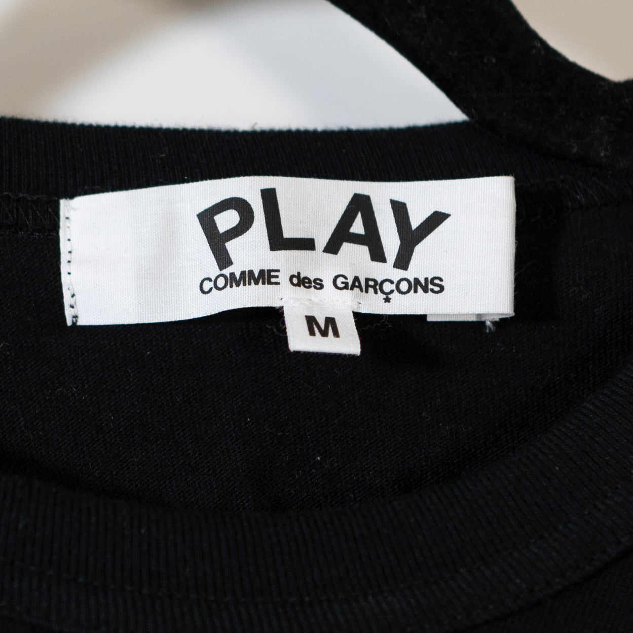 Play Comme Des Garcons Heart Embroidered Applique Cotton Crew Neck Sweater Black