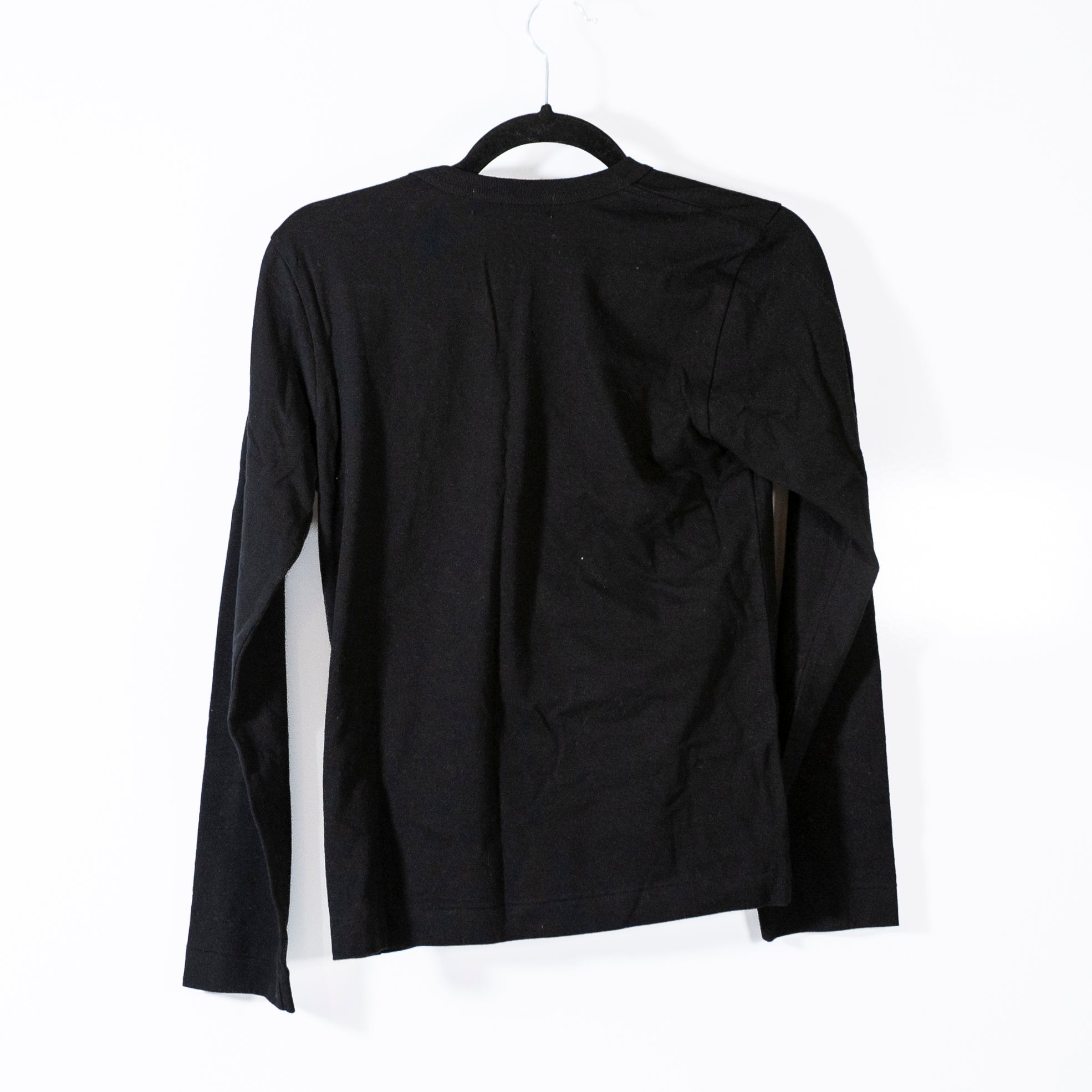 Play Comme Des Garcons Heart Embroidered Applique Cotton Crew Neck Sweater Black