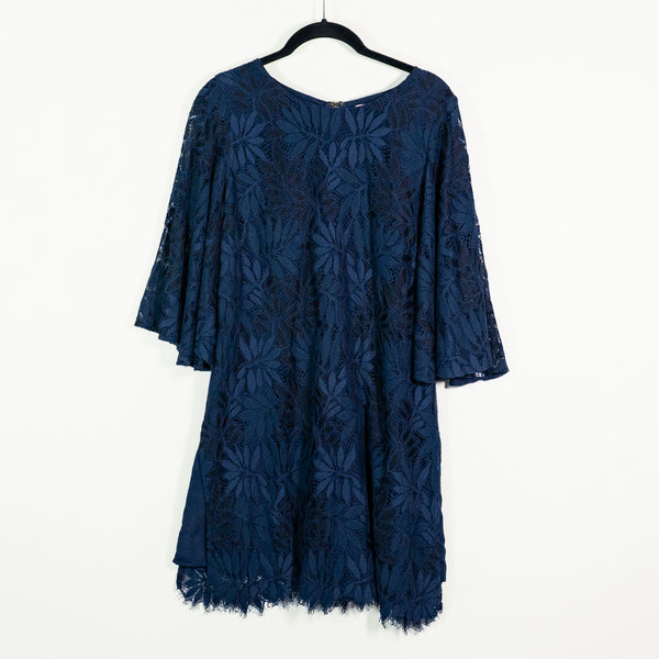 Lilly Pulitzer Jackelin Cotton Allover Floral Flower Lace True Navy Blue Romper