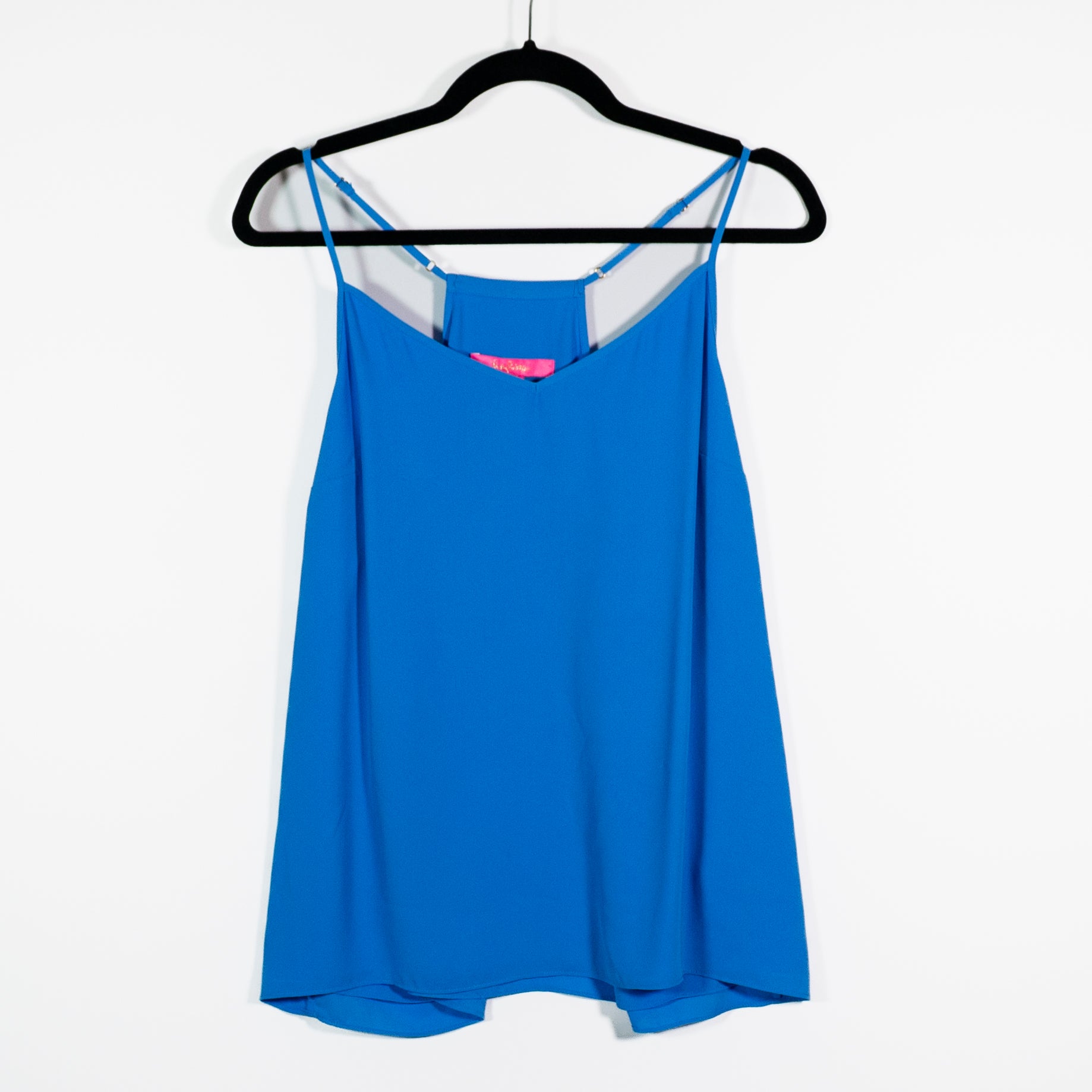 Lilly Pulitzer Dusk Chiffon Racerback Sleeveless tank Top Camisole Bennet Blue L