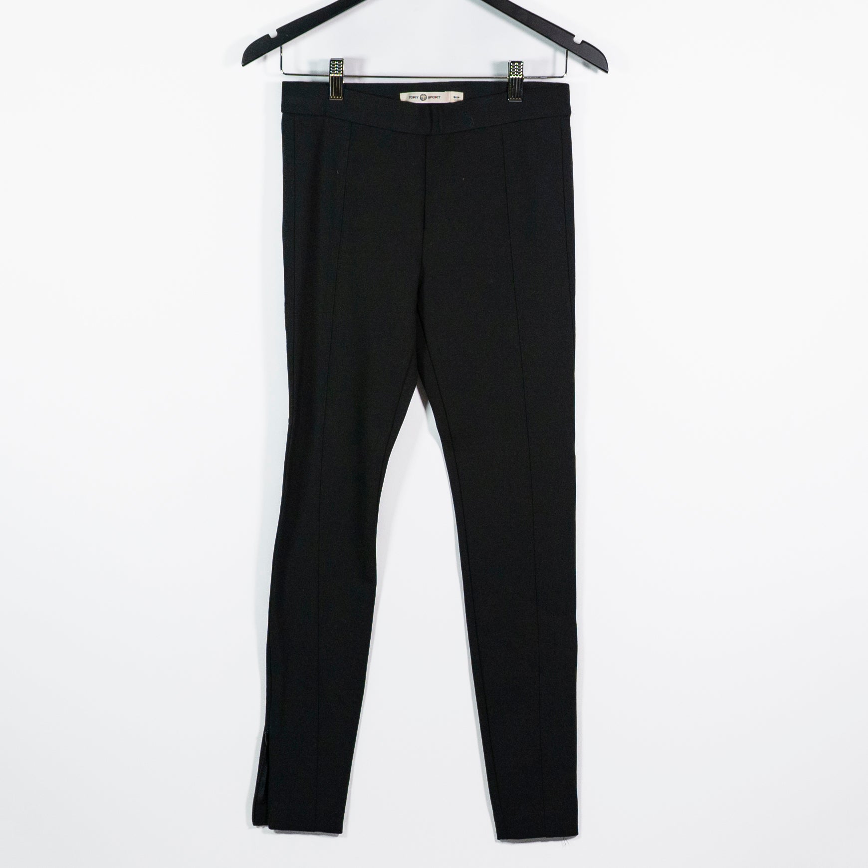 Tory Burch Sport Tech Ponte Stretch Slim Fit Mid Rise Black Leggings Pants S