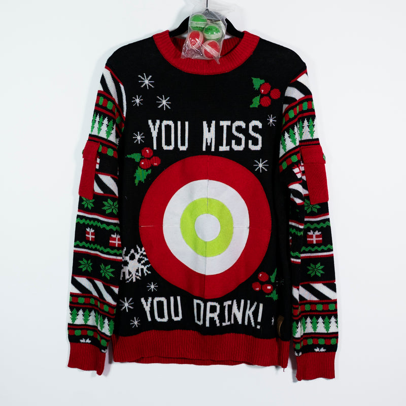 NEW Tipsy Elves Women's You Miss You Drink Game Ugly Christmas Holiday Sweater L