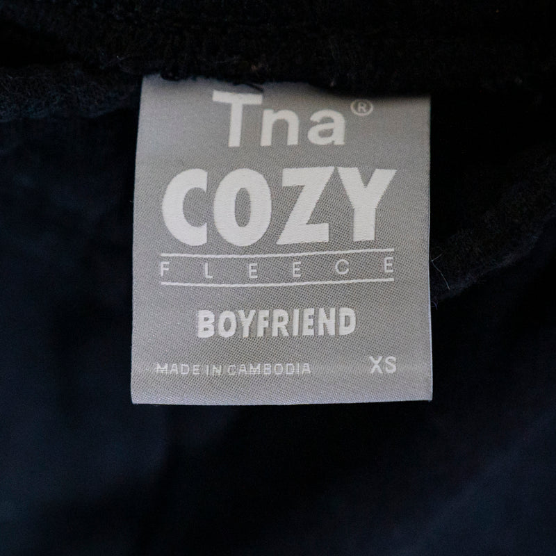 TNA Aritzia Cozy Cotton Fleece Lined Oversized Boyfriend Sweat Pants Black XS