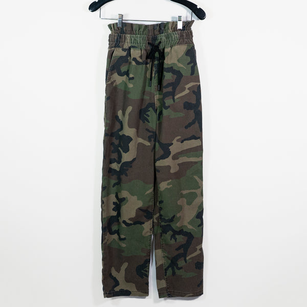 RTA Cotton Blend Stretch Waist Straight Leg Army Camo Print Pattern Pants Small