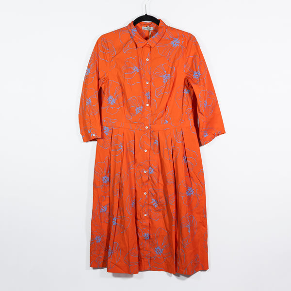 NEW Rosso35 Genova Floral Sketch Print Pattern Cotton Button Front Midi Dress