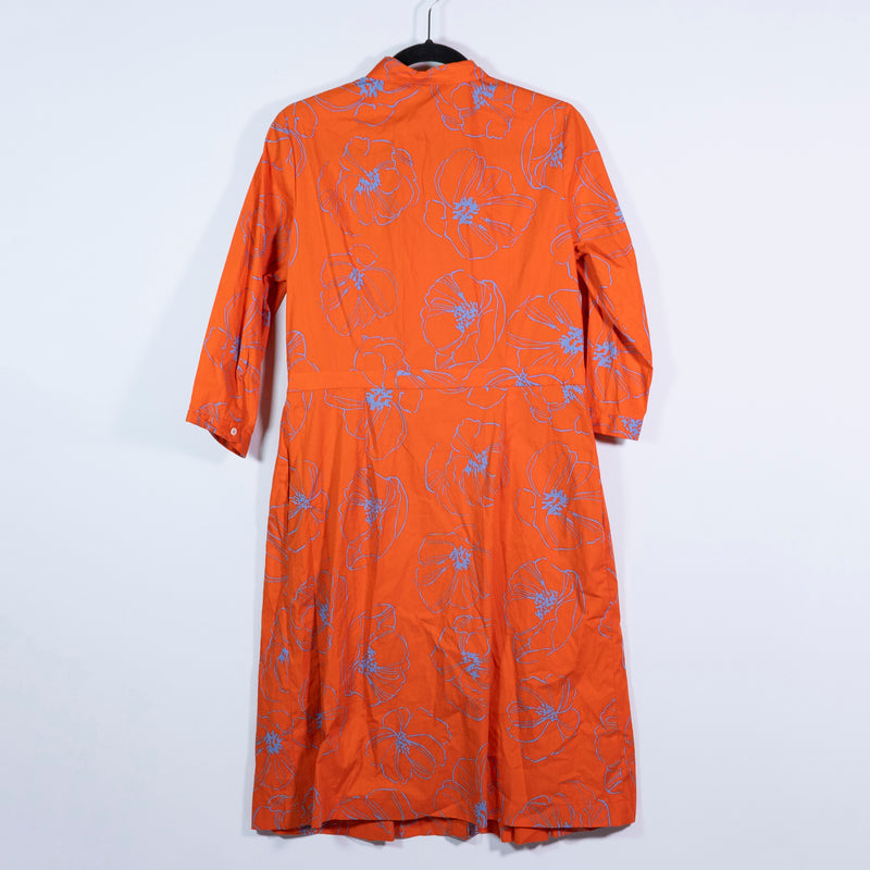 NEW Rosso35 Genova Floral Sketch Print Pattern Cotton Button Front Midi Dress