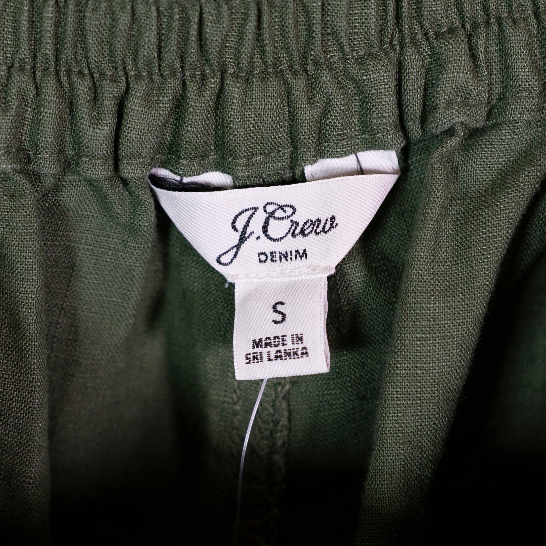 NEW J. Crew Tie Waist Straight Leg Linen Pocket Mid Rise Pants Green Small