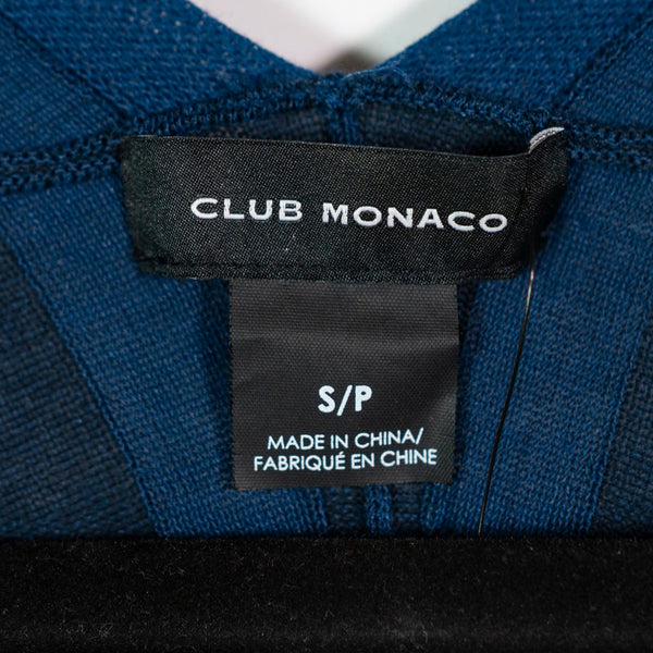 NEW Club Monaco Yakini Cotton Knit Stretch Wrap V Neck Sweater Navy Blue Marine