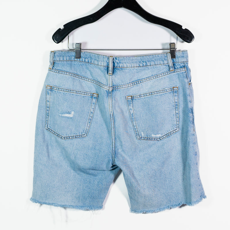 Frame Denim Women's Le Slouch Bermuda Cotton Distressed Raw Edge Hem Jean Shorts
