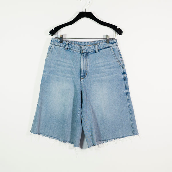 NEW SER.O.YA Trelles Cotton Mid Rise Cut Off Bermuda Denim Jean Shorts Coastline
