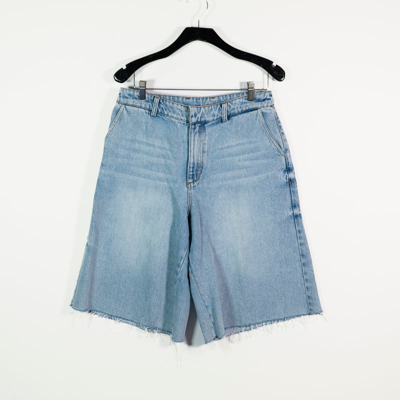 NEW SER.O.YA Trelles Cotton Mid Rise Cut Off Bermuda Denim Jean Shorts Coastline