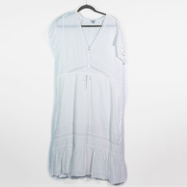 Rails Kiki Linen Cotton White Lace Detail Short Sleeve Pullover Midi Dress XL