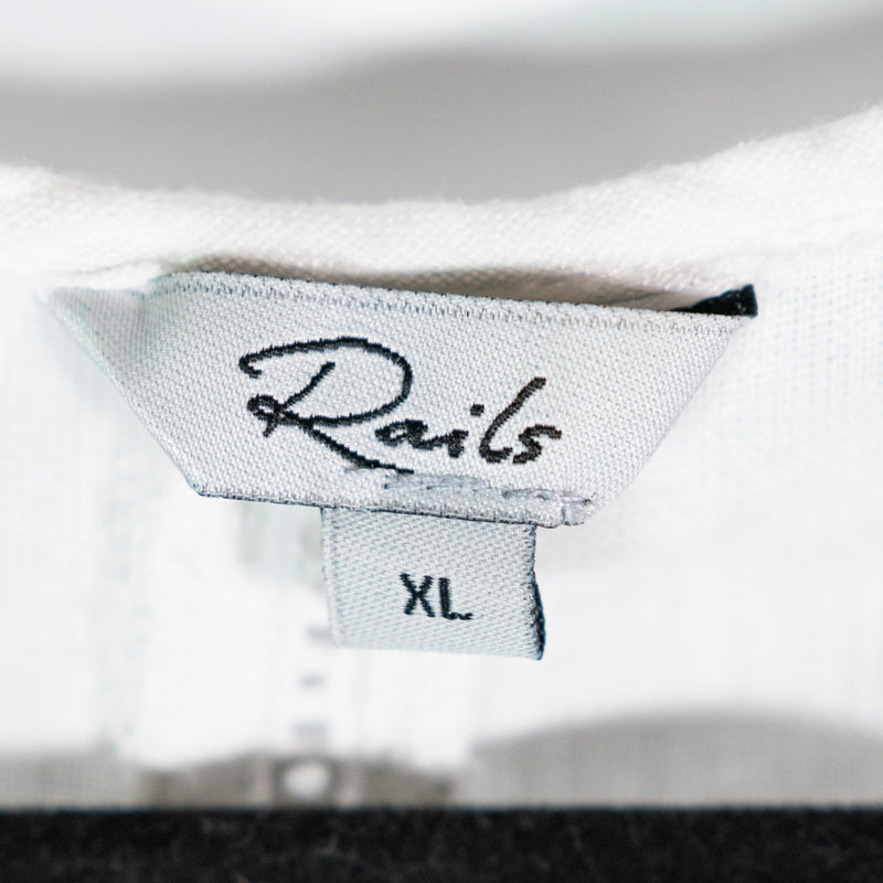 Rails Kiki Linen Cotton White Lace Detail Short Sleeve Pullover Midi Dress XL