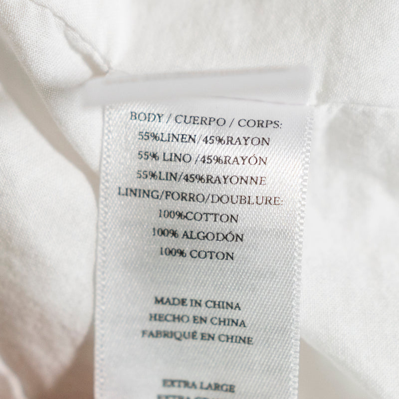 Rails Kiki Linen Cotton White Lace Detail Short Sleeve Pullover Midi Dress XL