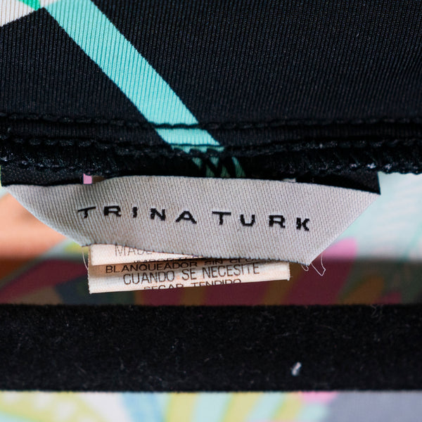 Trina Turk TT5W250 Neon Multi Color Abstract Print Pattern Tunic Coverup Dress L