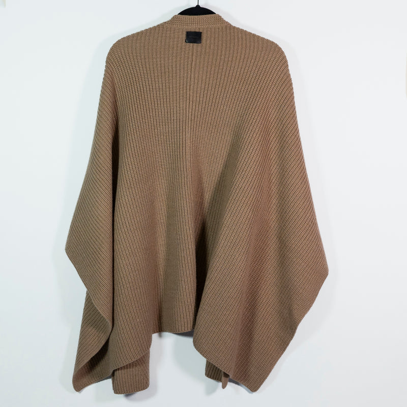 AllSaints Traveling Rib Ruana Knit Cardigan Wrap Shawl Wool Blend Cortina Beige