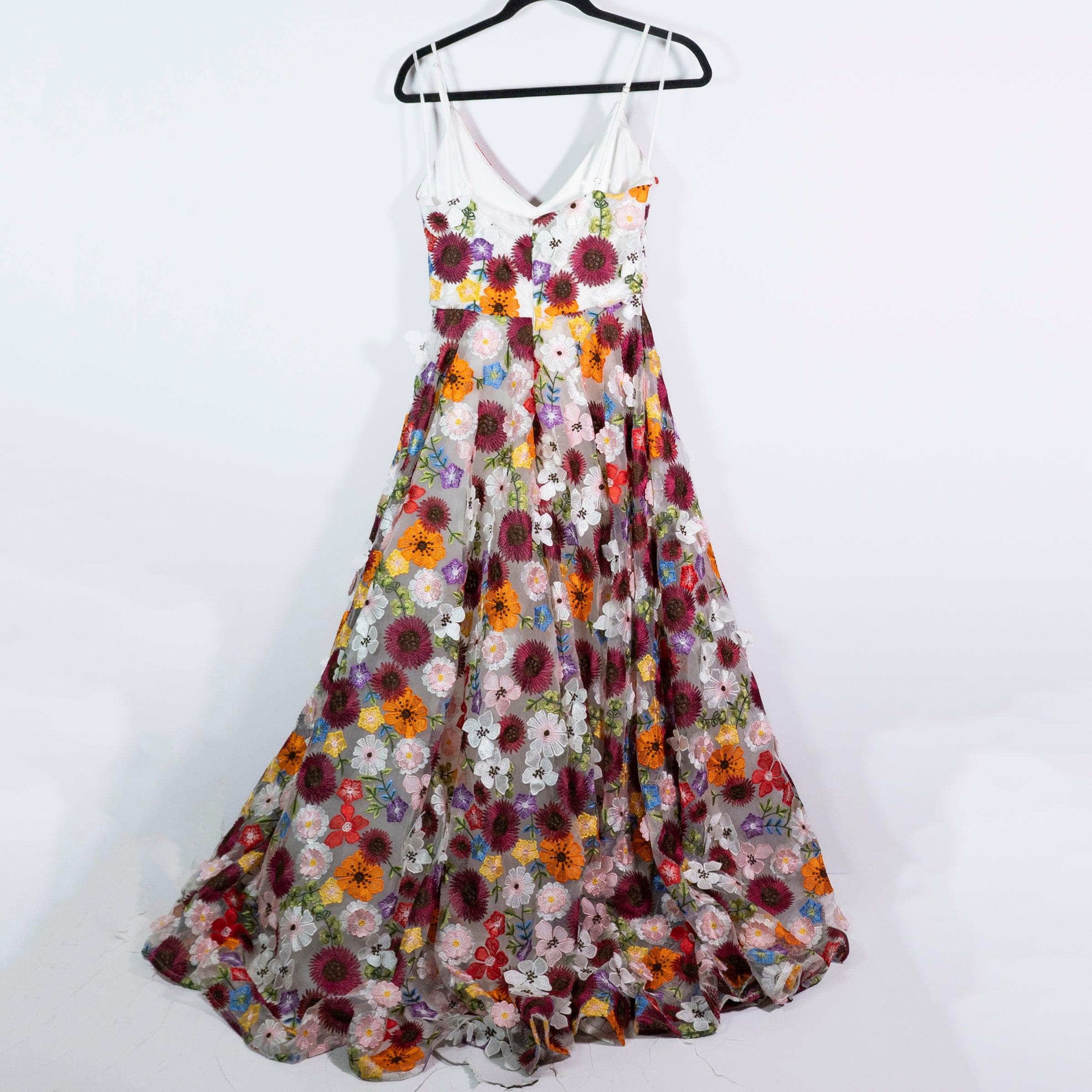 Boutique 3D Applique Floral Flowers Mesh Tulle Embroidered Ball Gown Dress Small