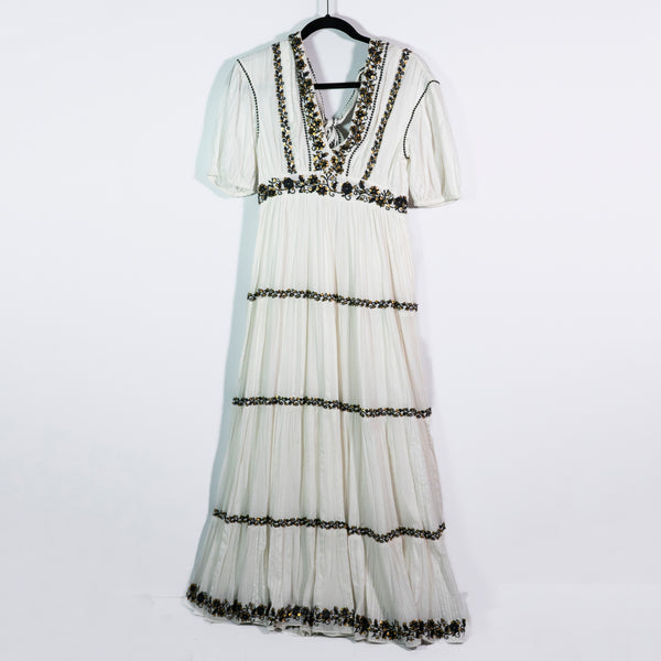 NEW Ulla Johnson Alma Cotton Gauze Sequin Beaded Embroidered Tiered Maxi Dress 2