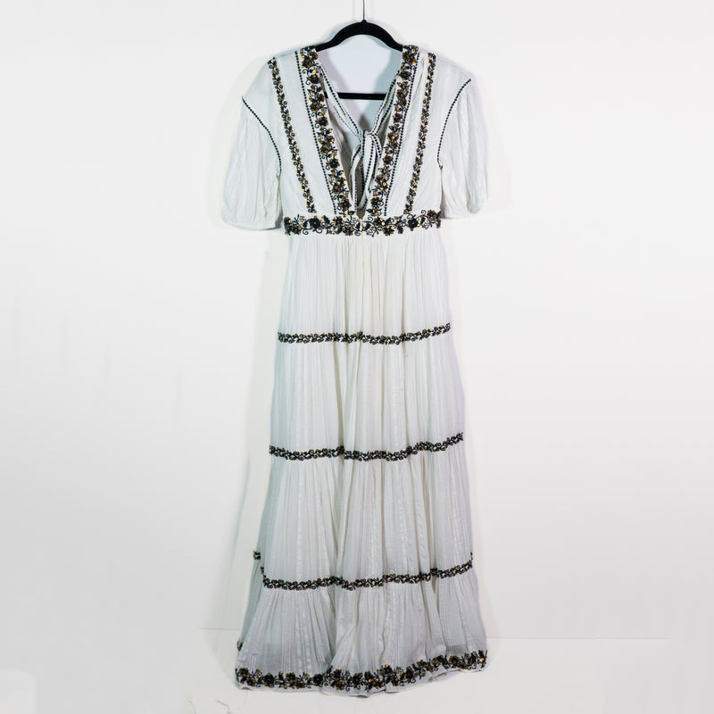 NEW Ulla Johnson Alma Cotton Gauze Sequin Beaded Embroidered Tiered Maxi Dress 2