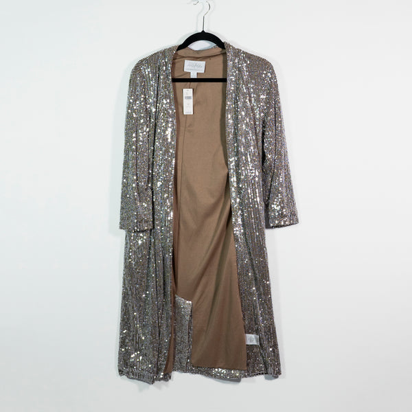 NEW Mare Mare x Anthropologie Sequin Glitter Embellished Longline Duster Sweater