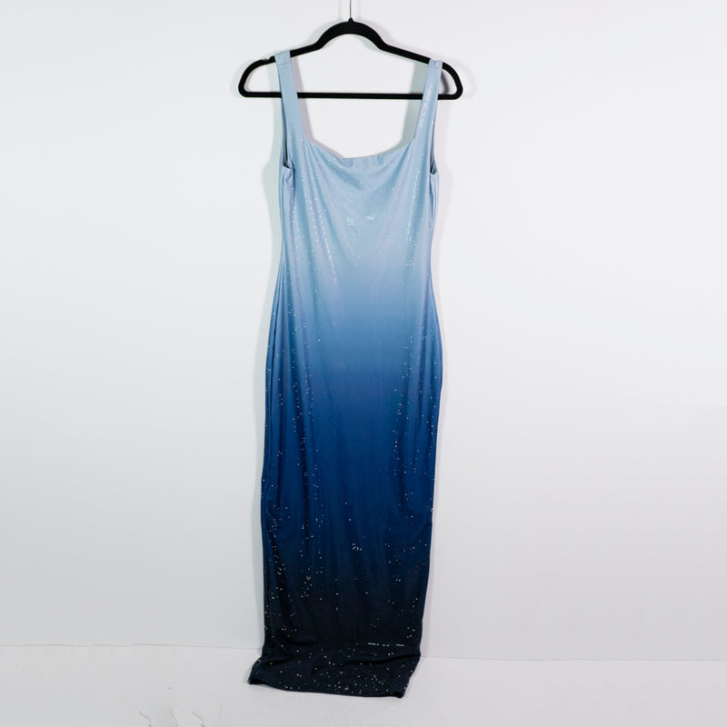Akira Under The Sea Crystal Jewel Rhinestone Blue Ombre Bodycon Midi Dress Small