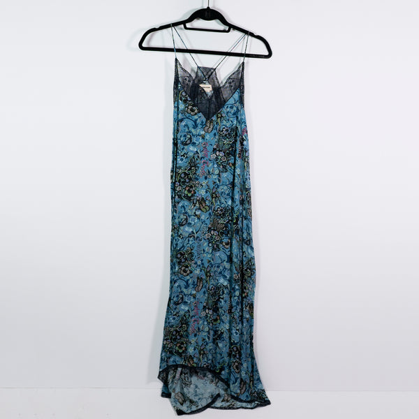 NEW Zadig &amp; Voltaire Risty Bohemian Print Pattern Oxford Patch Midi Slip Dress