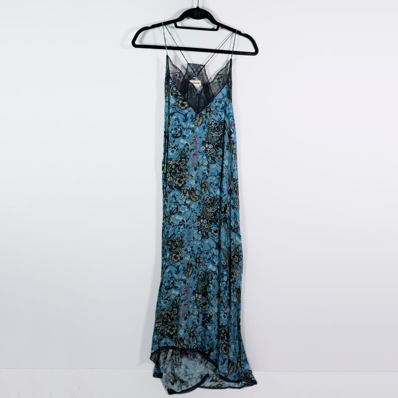 NEW Zadig &amp; Voltaire Risty Bohemian Print Pattern Oxford Patch Midi Slip Dress