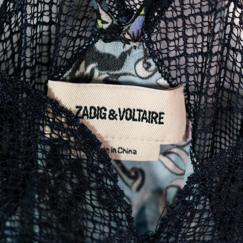 NEW Zadig &amp; Voltaire Risty Bohemian Print Pattern Oxford Patch Midi Slip Dress