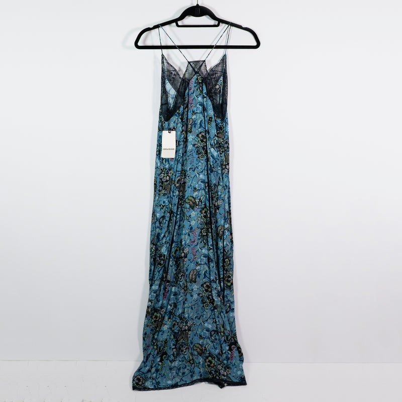 NEW Zadig &amp; Voltaire Risty Bohemian Print Pattern Oxford Patch Midi Slip Dress